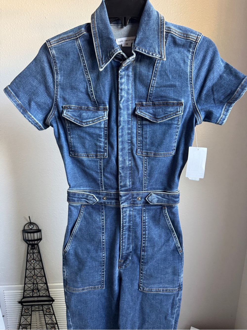 NWT Good American Fit For Success Denim Jumpsuit Sz XS - Picture 7 of 10